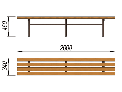Двухметровая лавочка без спинки 2 м МАФ 1602 в Ижевске