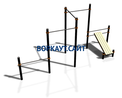 Воркаут комплекс разноуровневых турников со скамьей для пресса ВС-37 в Ижевске