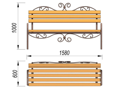Лавочка кованная МАФ 1606 в Ижевске