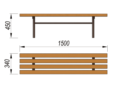 Лавочка без спинки МАФ 1601 в Ижевске