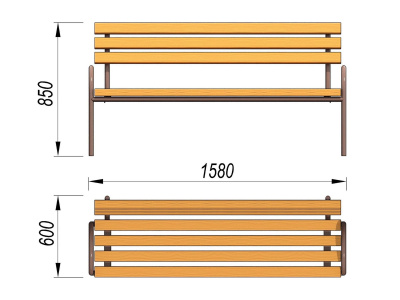 Парковая лавочка со спинкой МАФ 1605 в Ижевске