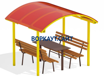 Стол и лавки под навесом МАФ 4005 в Ижевске