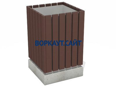 Урна деревянная квадратная с бетонным основанием МАФ 1633 в Ижевске